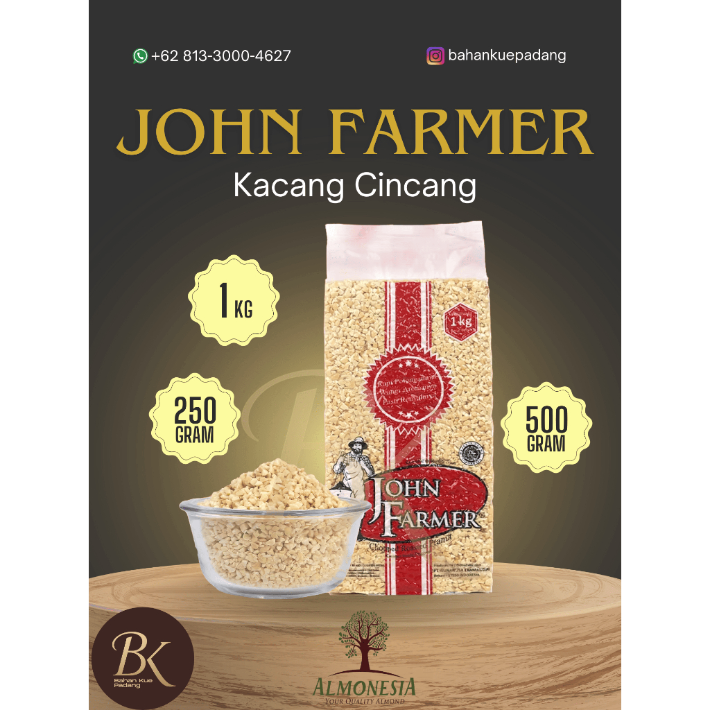 

John Farmer Chopped Roasted Peanut 1 Kg Repack 500 gr dan 250 gr – Kacang Sangrai Cincang Premium untuk Topping & Camilan