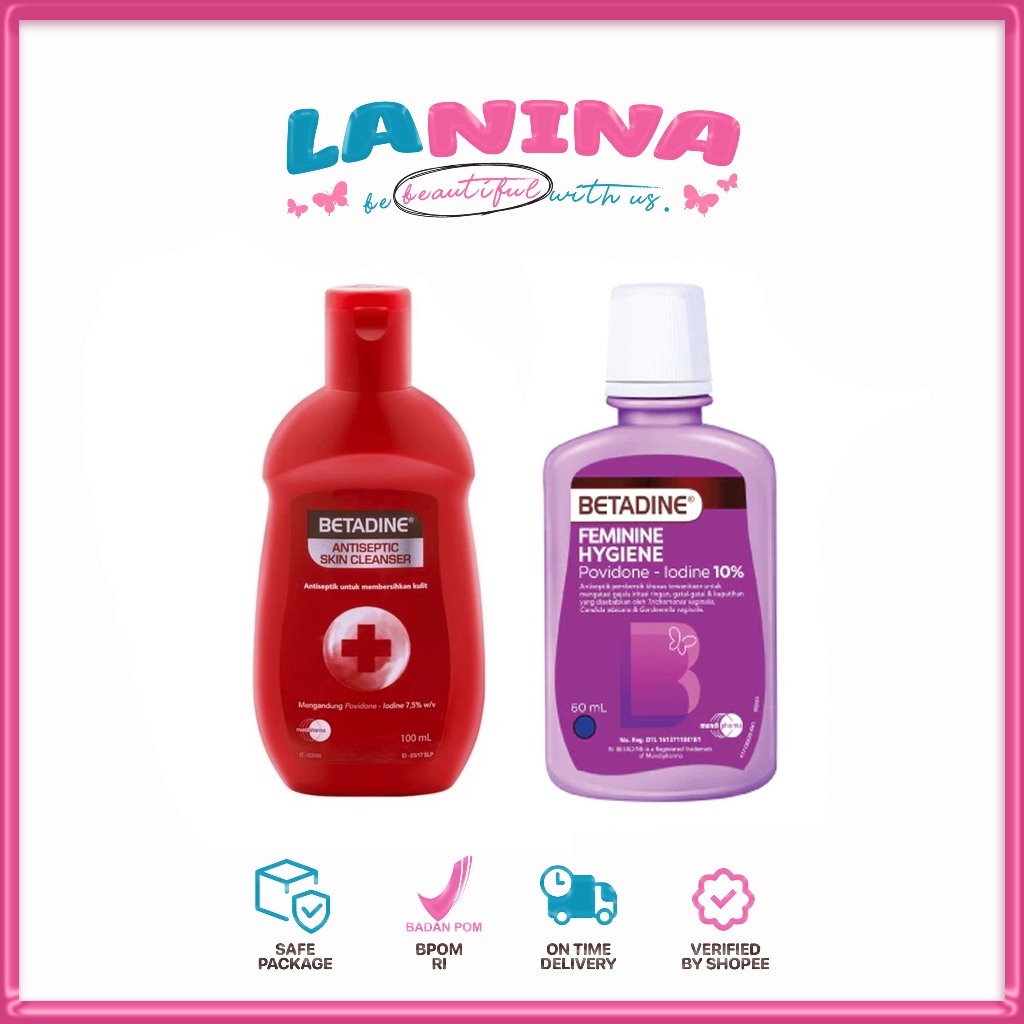 LANINA - Betadine Antiseptic Skin Cleanser 100ml | Feminine Hygiene 60ml
