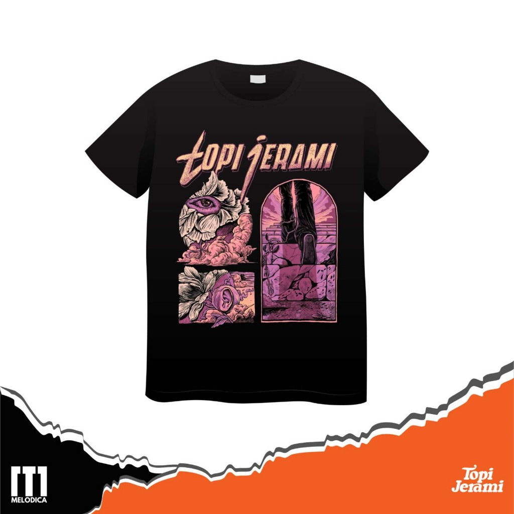 TOPI JERAMI OFFICIAL MERCHANDISE - T-SHIRT - LIHAT DENGAR ULANGI - BLACK