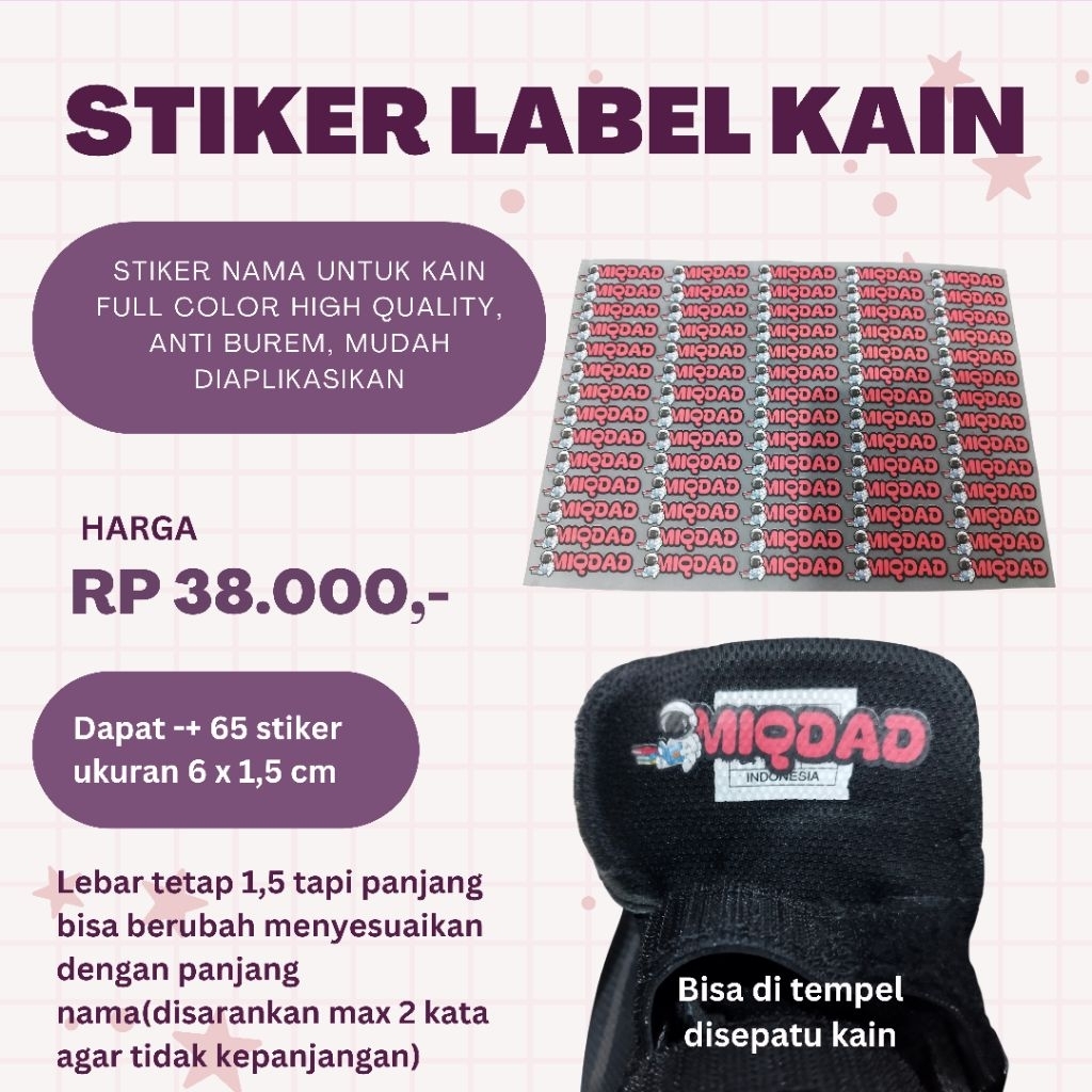 

Stiker label Baju atau kain