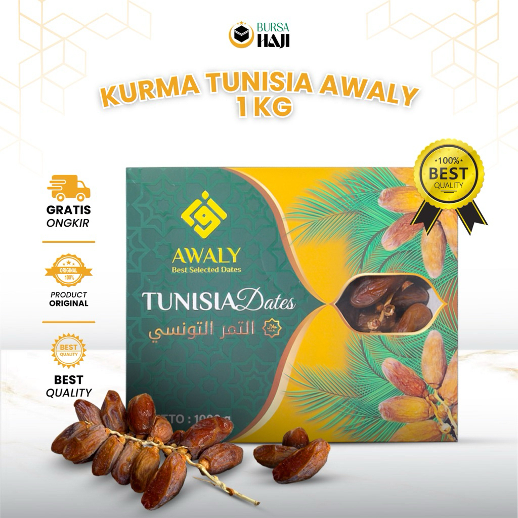 

Awaly Kurma Tunis Tangkai 1 Kg Premium Korma Deglet Noor Original Tunisia High Quality