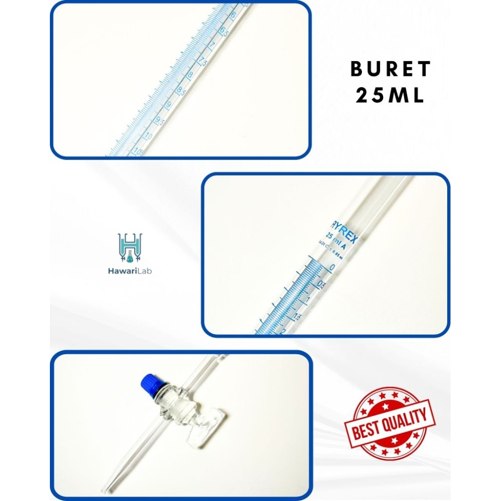 Buret Kaca Pyrex 25ml,50ml,100ml