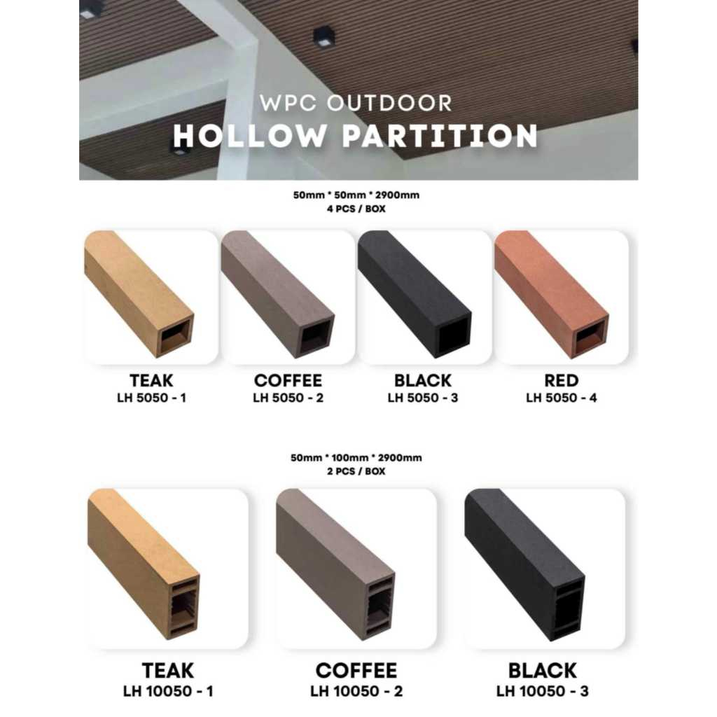 WPC Wall Panel Hollow Partisi Outdoor / WPC Hollow Partisi/ Pembatas Ruang Tamu Khusus  Outdoor dan 