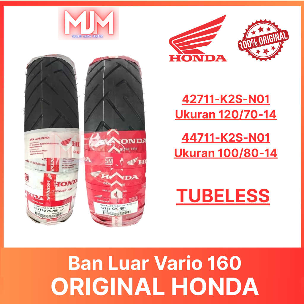 BAN LUAR VARIO 160 PCX 160 ORIGINAL AHM FEDERAL HONDA K2S BELAKANG 120/70-14  DEPAN 100/80-14