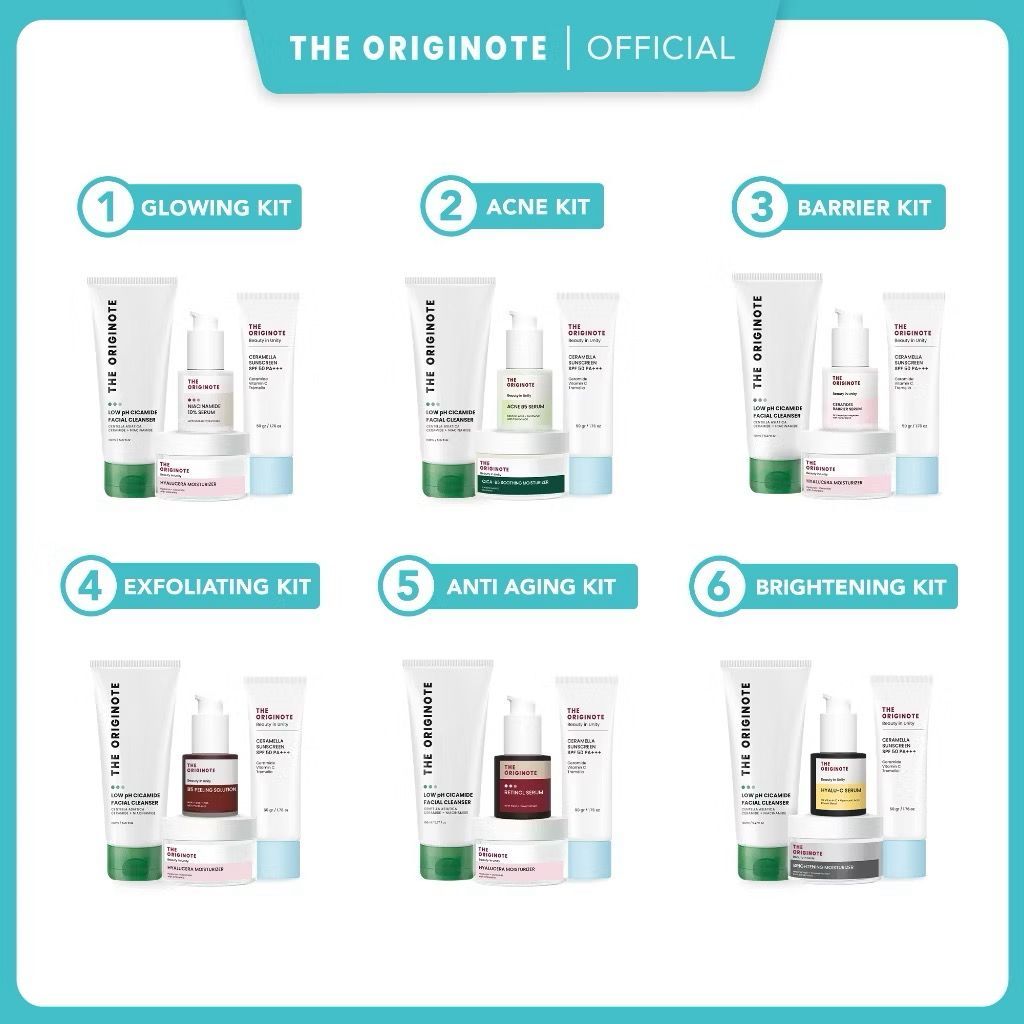 SPECIAL BUNDLE 4in1 The Originote Paket Skincare Facial Wash Toner Serum Moisturizer - ACNE KIT, GLO
