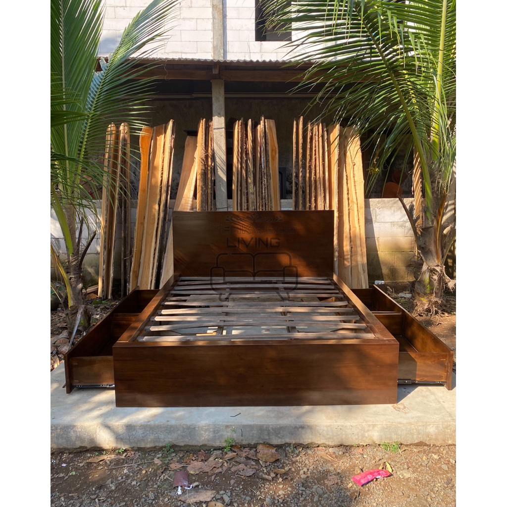 Dipan Laci Kayu Jati Dipan Minimalis Ranjang Tidur Kayu Jati Tempat Tidur Kayu Jati Asli
