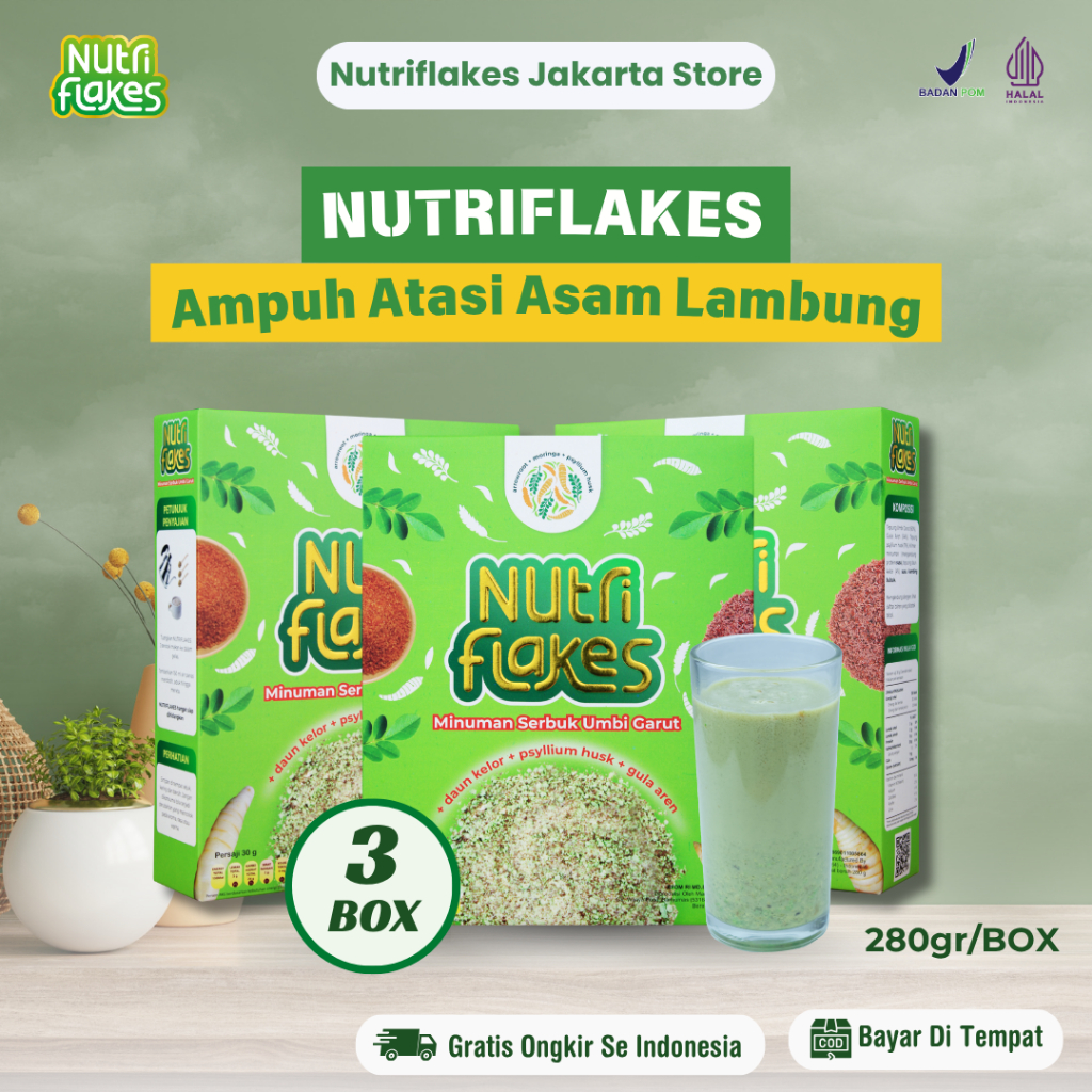 

Nutriflakes Sereal Umbi Garut Mengatasi Asam Lambung, Maag dan Gerd Original 3 Box