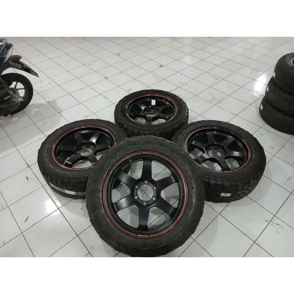 VELG RACING SECOND TE37 RING 20 PLUS BAN COCOK BUAT MOBIL PAJERO,HILUX DOUBLE,TRITON,