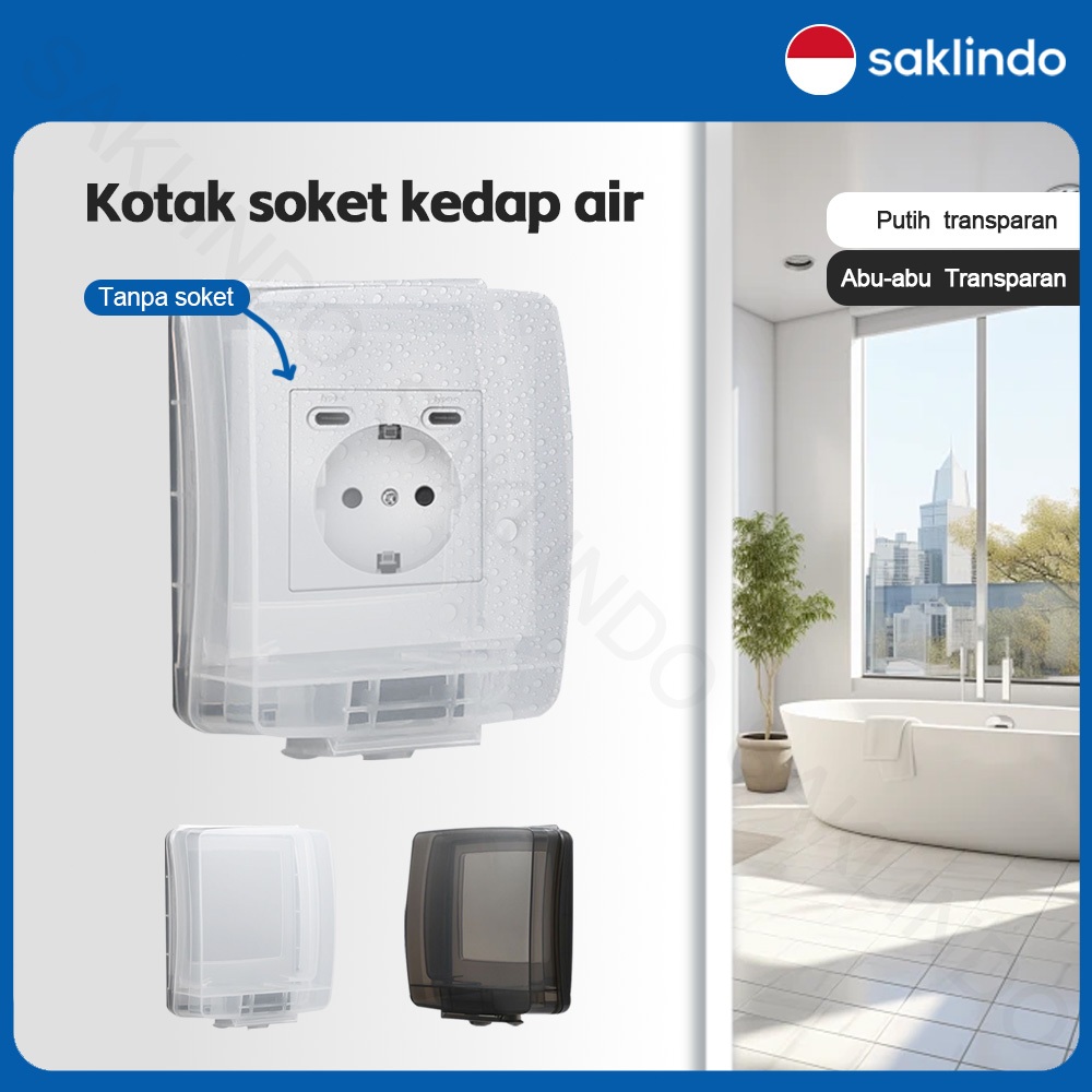 Saklindo Cover Stop Kontak Anti Air Cover Pelindung Colokan Listrik Tutup Kontak Listrik Putih/Abu