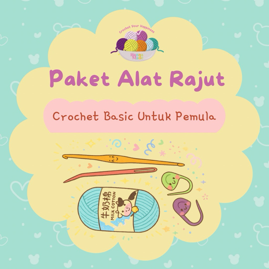 HANNAMADE [READY STOCK] Paket Rajut untuk Pemula Starter Kit Crochet Set Alat Rajut dan Benang Membu