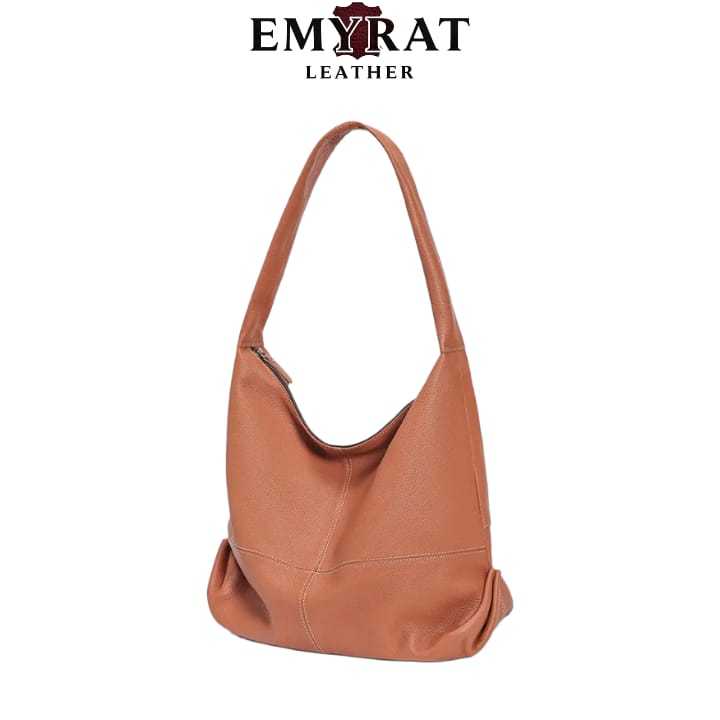 EMYRAT Tas Tote Bag kulit asli wanita, tas bahu kapasitas besar bahan kulit asli kustom, tas Tote ba