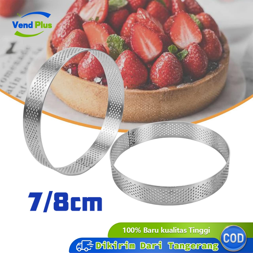7/8cm Perforated Pie Ring Bulat Stainless Cetakan Kue Tart Pie Quiche Mold