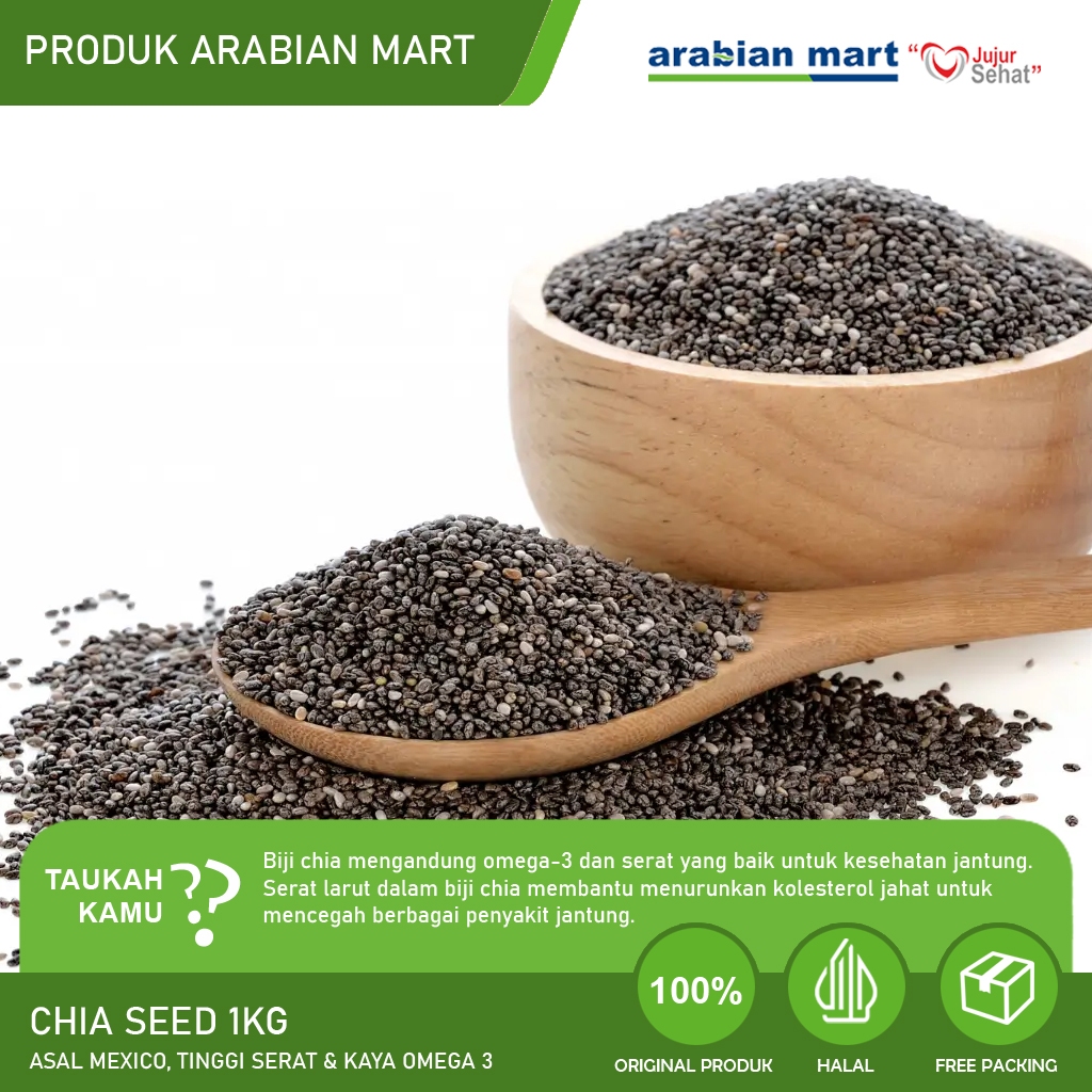 

Black Chia Seed Organic 1KG Untuk Diet Keto Bagus Untuk Pencernaan Kaya Antioksidan Setara Almond