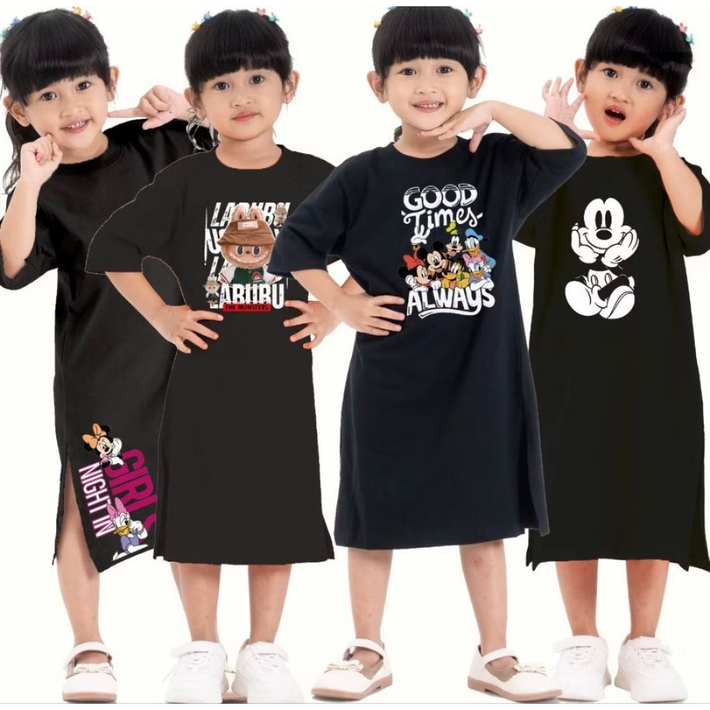 vharkids | kaos anak | dress anak lucu | tunik anak kekinian | bahan katun | kaos polos | warna hita
