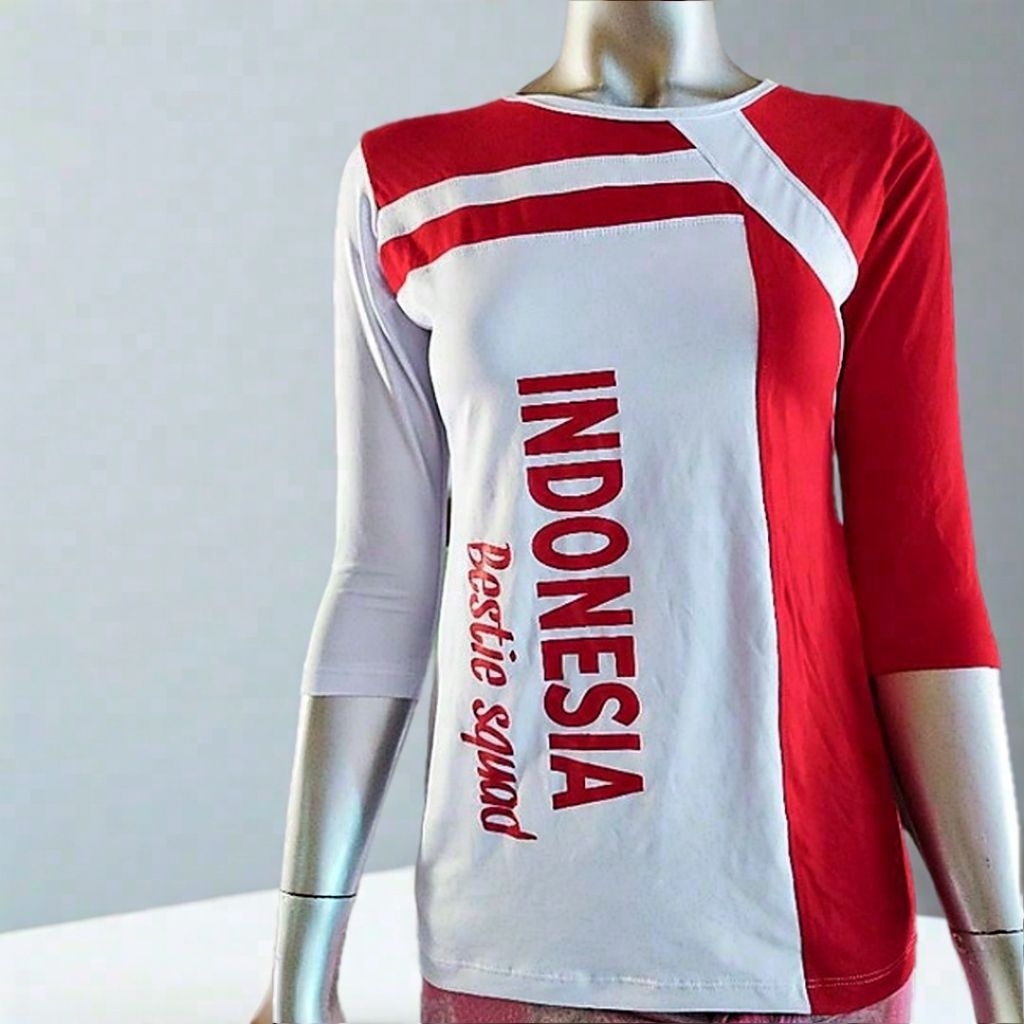 Kaos olahraga senam bestie merah putih