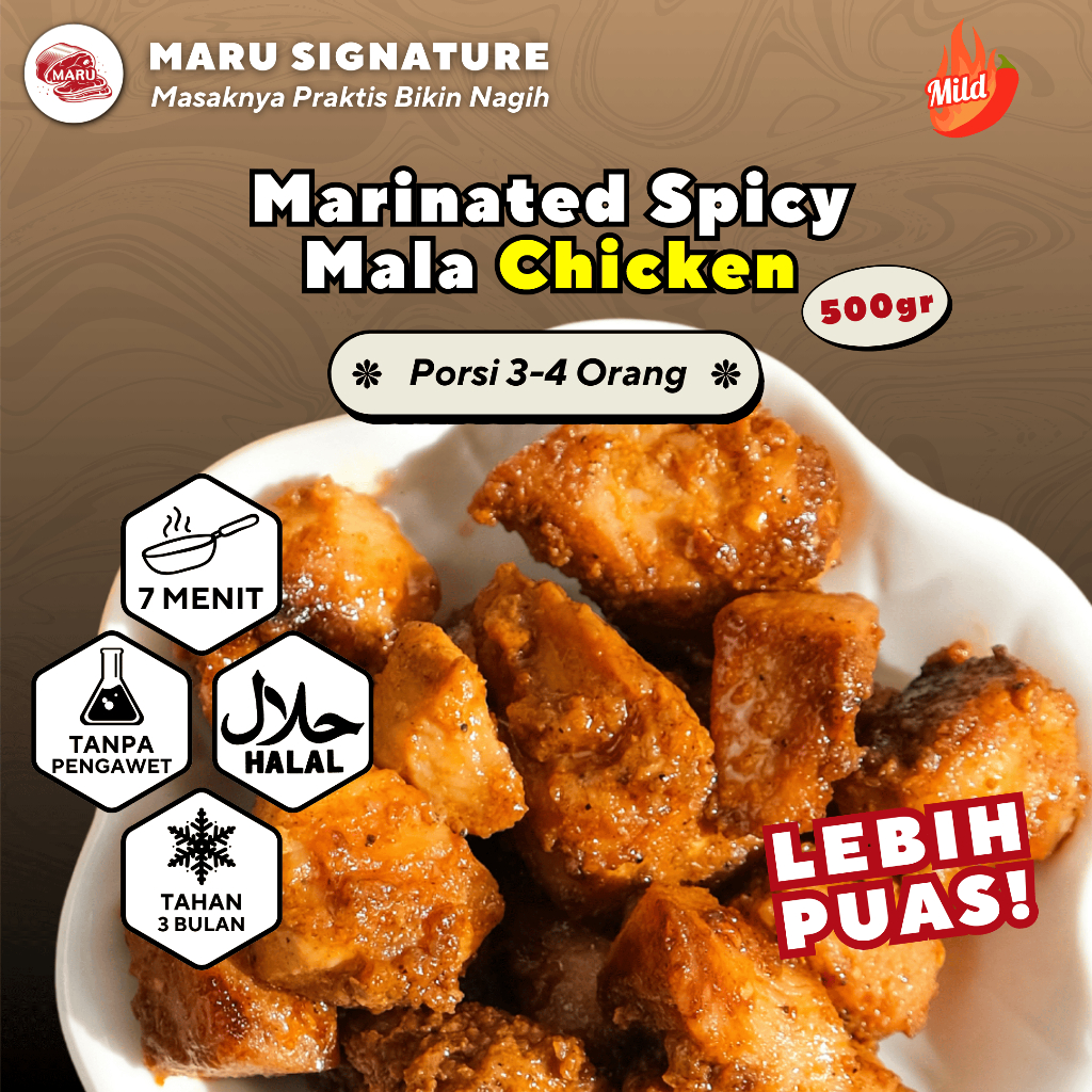 

MARU SIGNATURE Daging Ayam Fillet Dada Marinasi Bumbu Spicy Mala 500gr Halal BBQ Grill