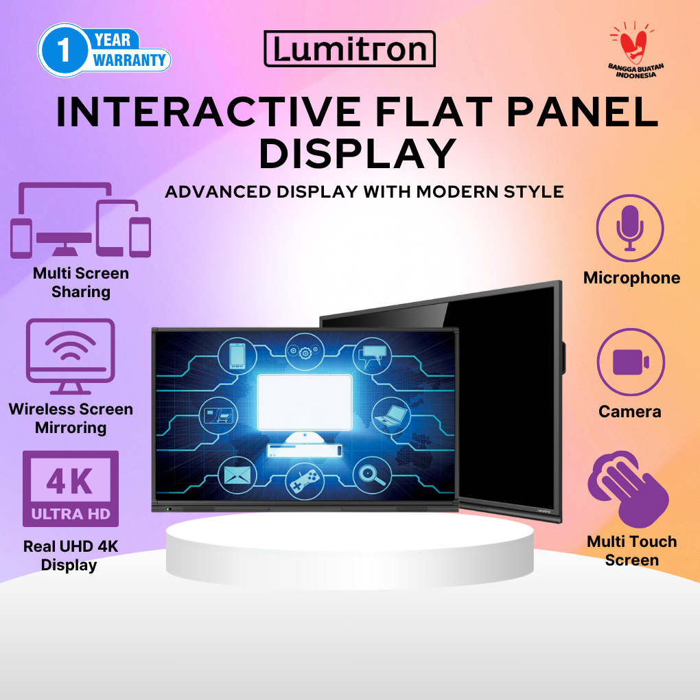 Interactive flat Panel Display 65 Inch Lumitron |interactive board I Smart Whiteboard I TKDN 40%