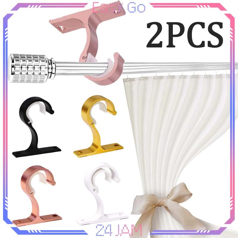 Isi 2pcs Bracket Tiang Gorden Hook Tiang Gorden Penyangga Tiang Gorden Gantungan Tiang Gorden Curtai
