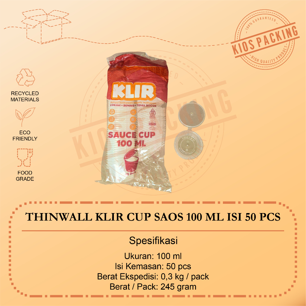 Thinwall Cup Merpati Puding 100ml Isi 50pcs / Cup Sambel 100ml / Cup Saos 100ml / Kotak Bulat Plasti
