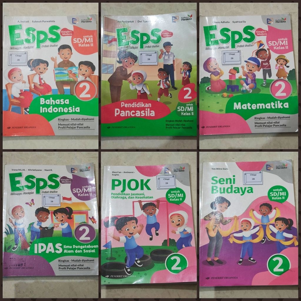 ESPS Erlangga Kelas 2 SD Kurikulum Merdeka IPAS Matematika Pancasila  Bahasa Indonesia Seni Budaya P