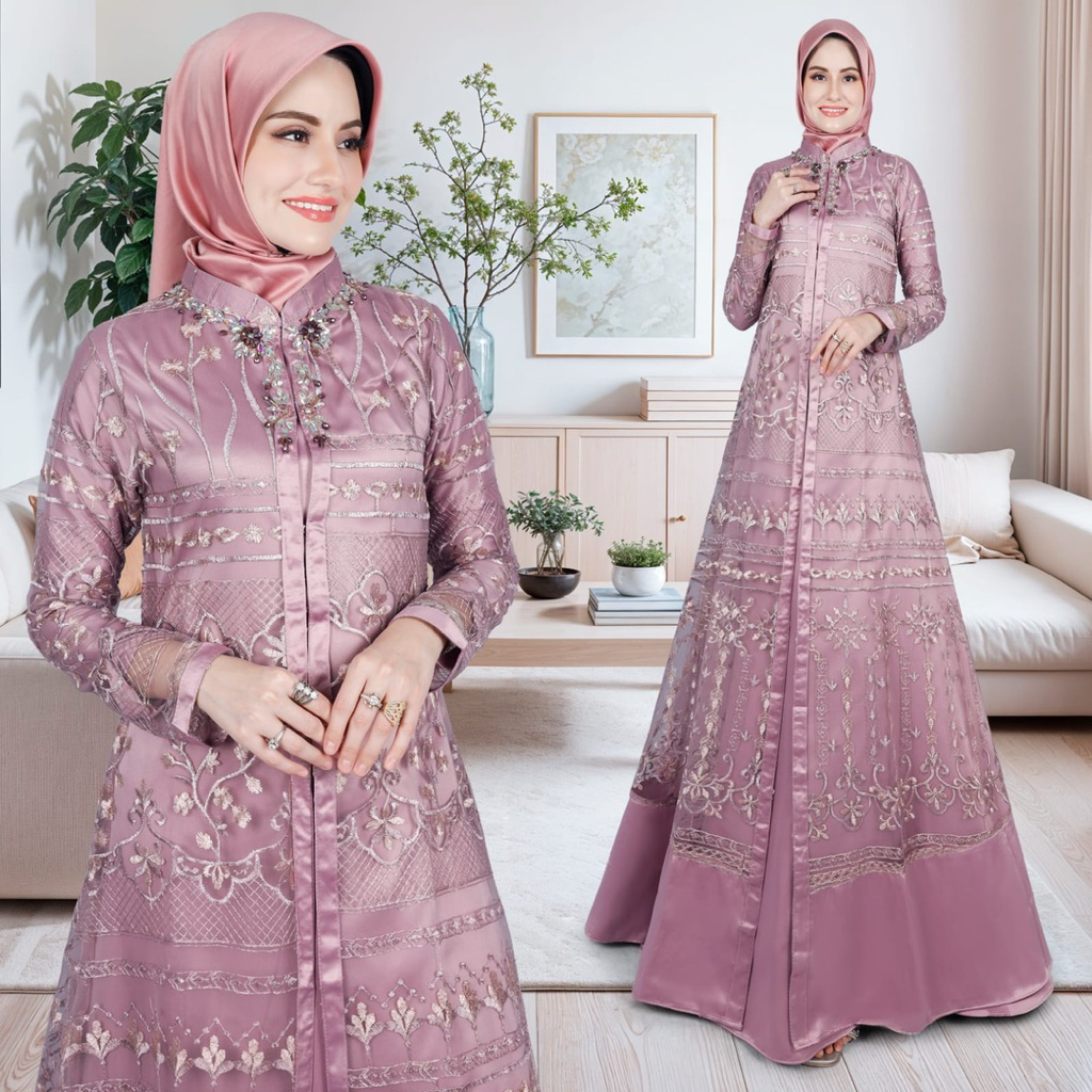 dress Mewah tile krisan no hijab