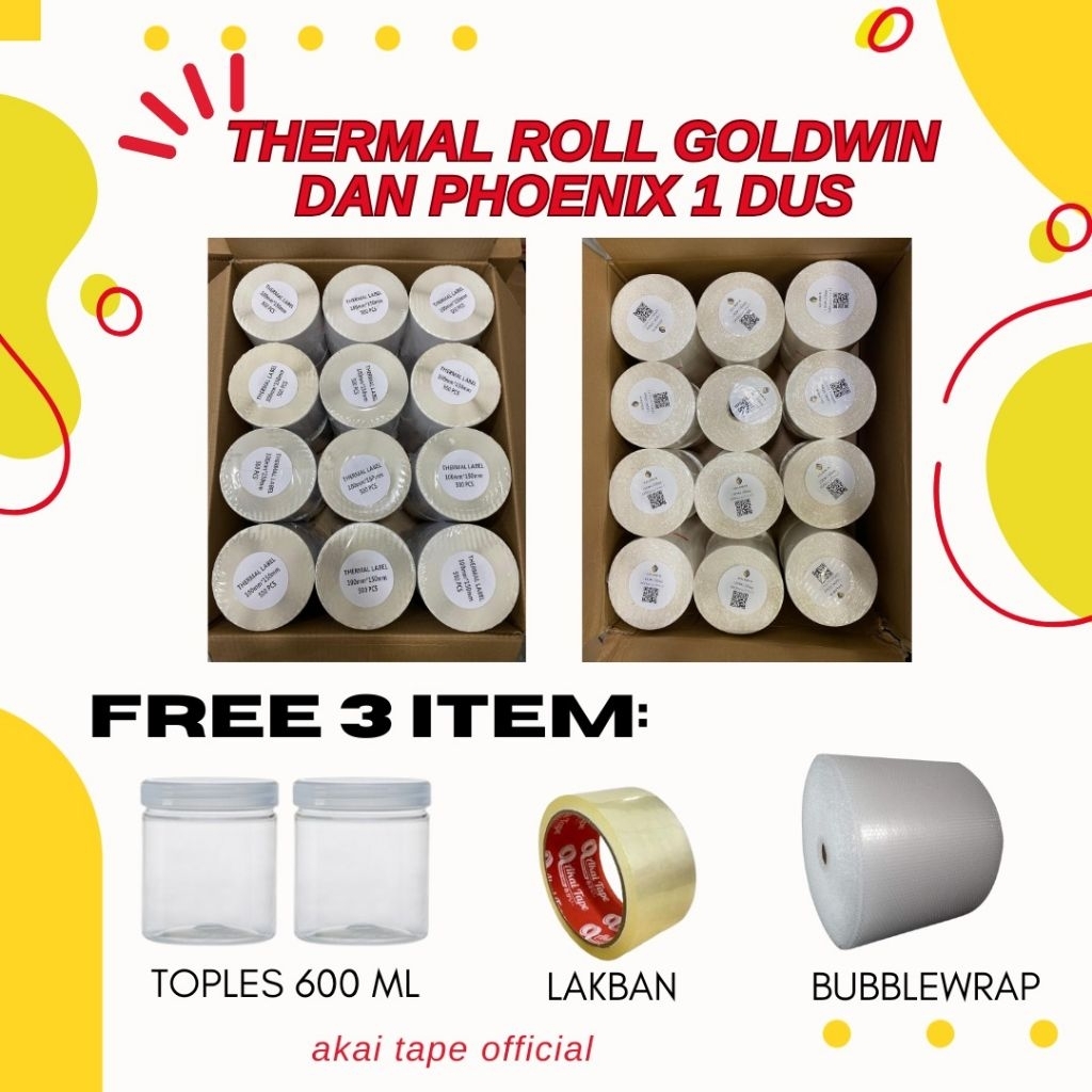 

[Free Gift) Thermal Roll Phoenix Goldwin 100 x 150 x 500 pcs alas kertas