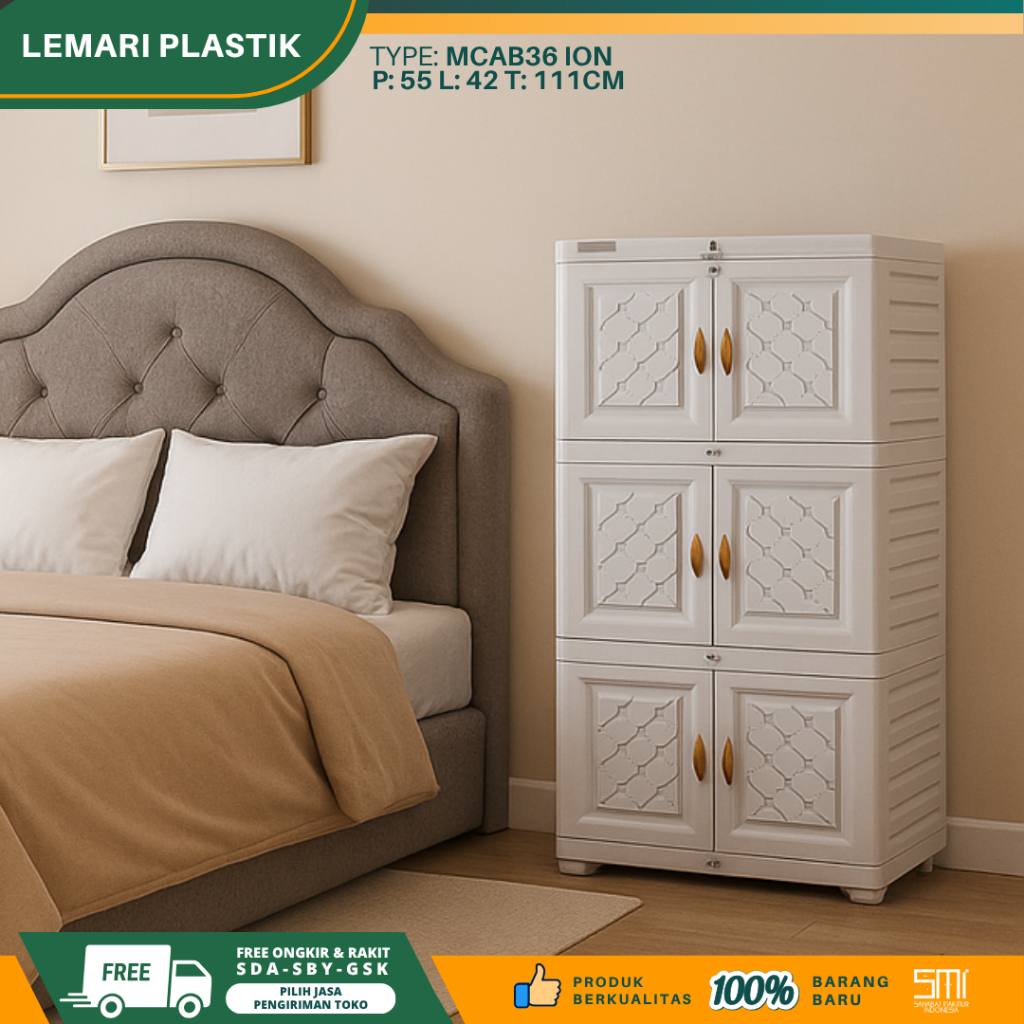 Lemari Pakaian Plastik Napolly MCAB 36 ION / Lemari Baju Anak Plastik / Lemari Serbaguna
