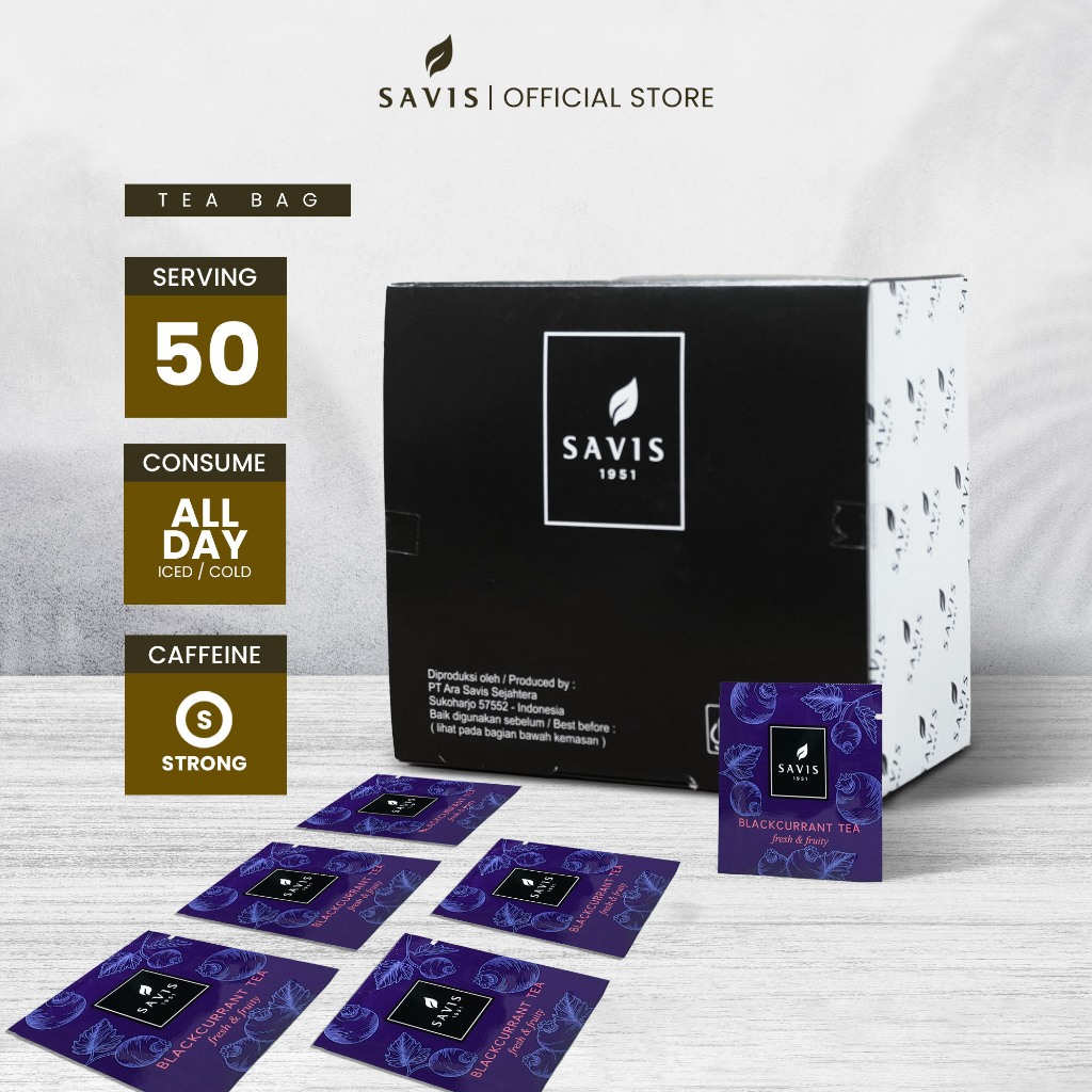 

SAVIS TEA PREMIUM BLACKCURRANT (TEABAG 50) - Teh aroma Blackcurrant Teh Hitam Premium Asli Indonesia Aroma Natural Segar Cocok Untuk Semua Hari