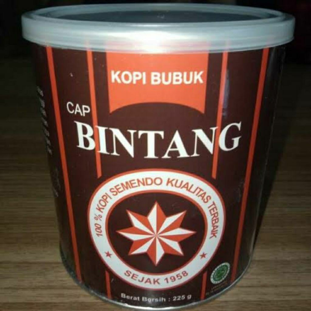 

Kopi Hitam Bubuk Cap Bintang Asli Semendo Kemasan Kaleng (Stainless Berat) Bersih 225 Gram
