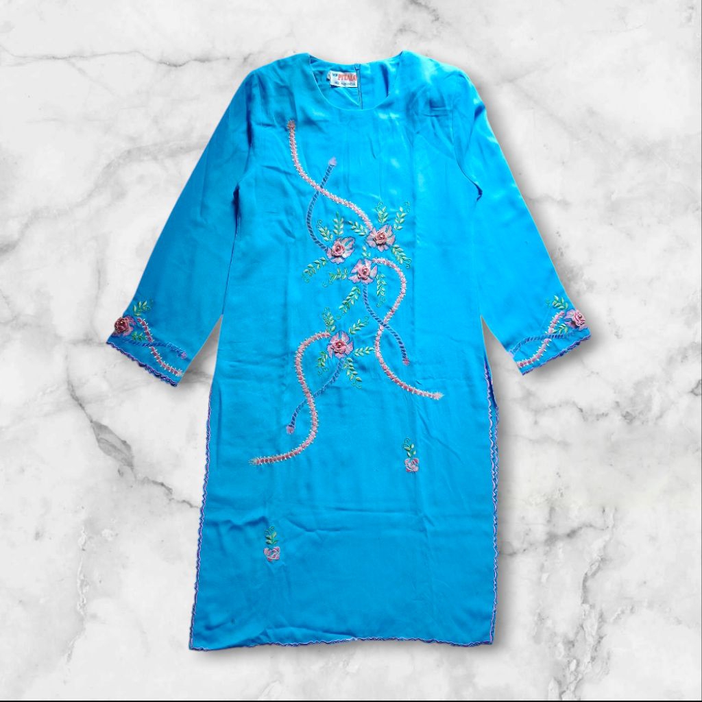 [Preloved] Setelan Tunik Bordir Bunga - One Set Tunik Wanita - Setelan Baju Muslim Wanita