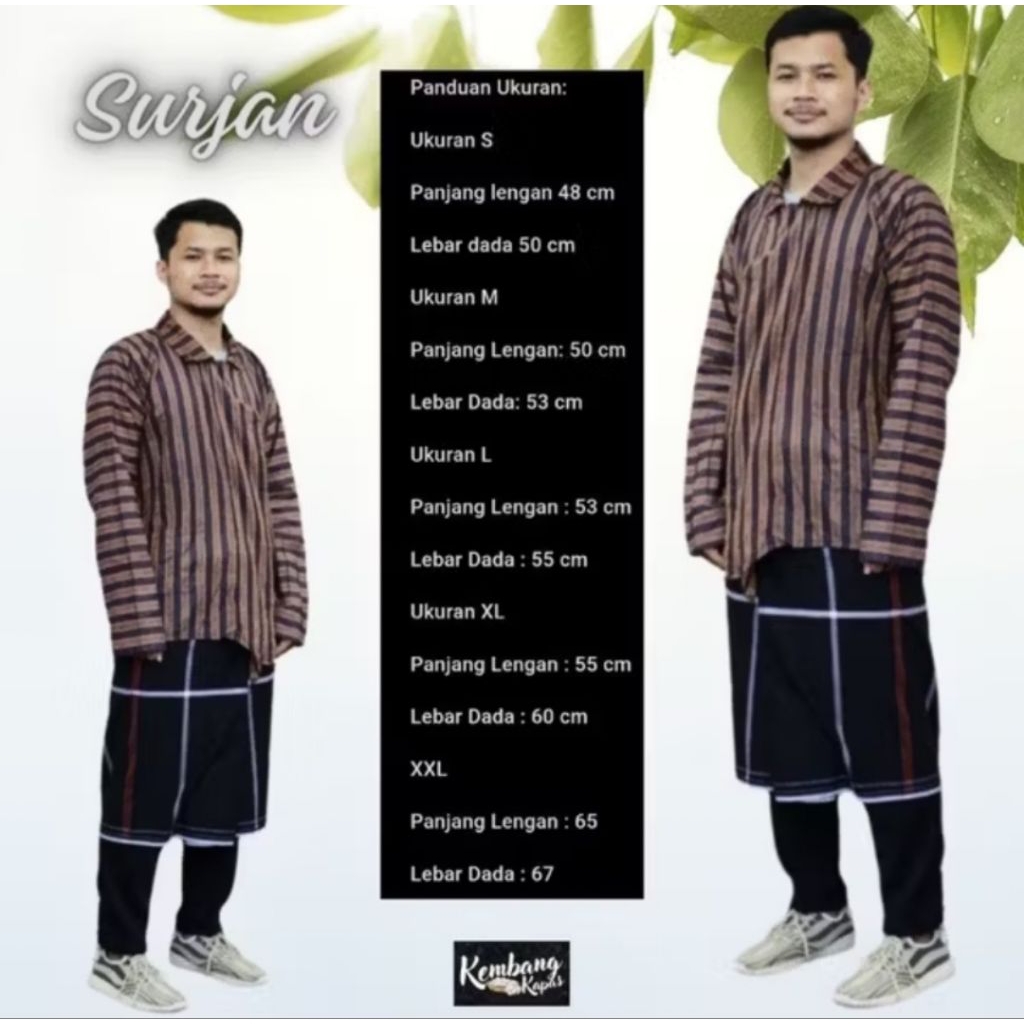 SURJAN LURIK PAKAIAN ADAT JAWA PRIA DEWASA