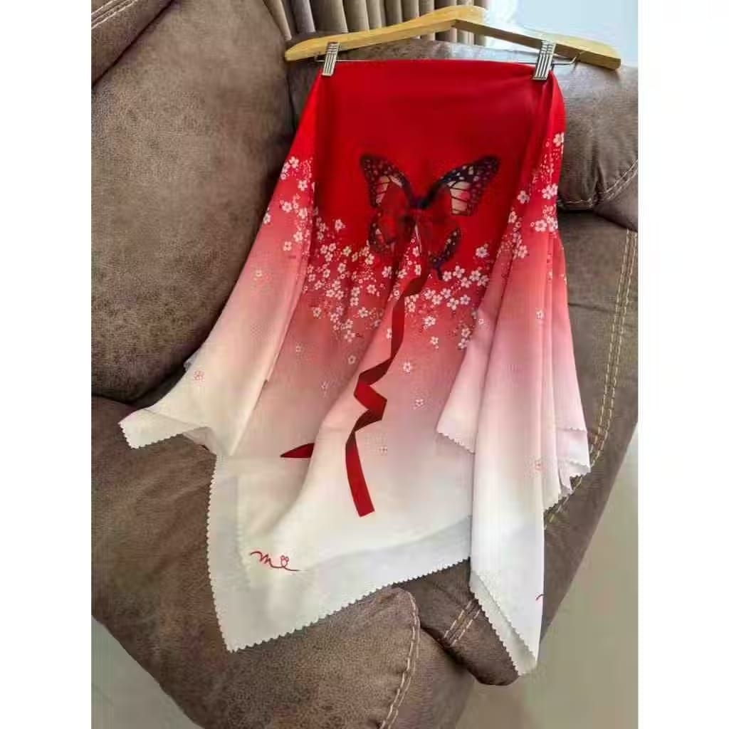 Motif Voal Segiempat/hijab warna merah cabe