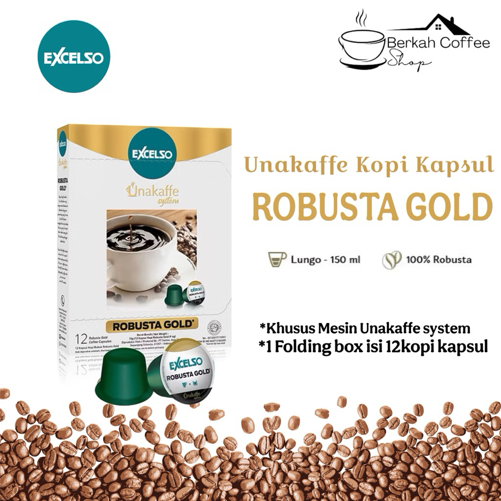 

Excelso Unakaffe Kopi Kapsul Robusta Gold - 1 box isi 12pcs