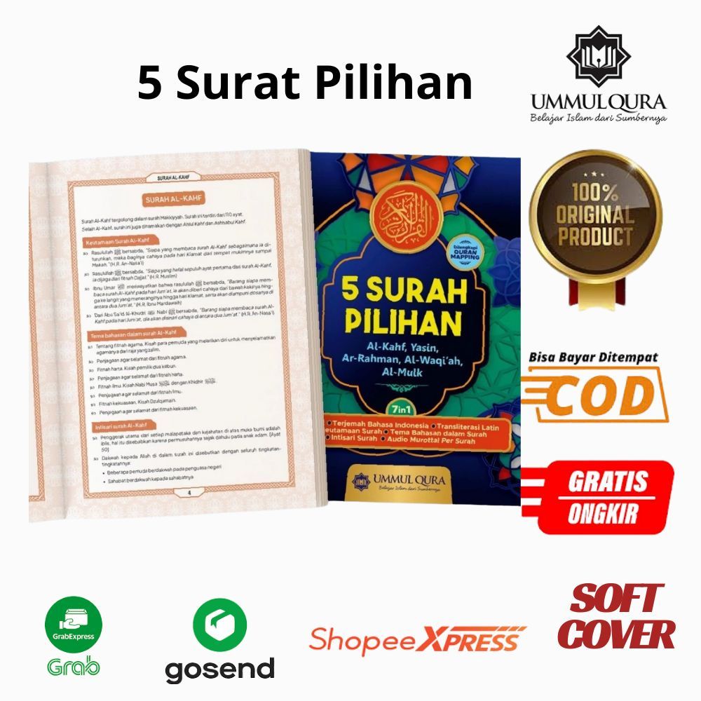 Buku 5 Surat Pilihan Arab Latin (Ar-Rahman:Al-Kahfi:Al-Waqiah;Yasiin:Al-Mulk)