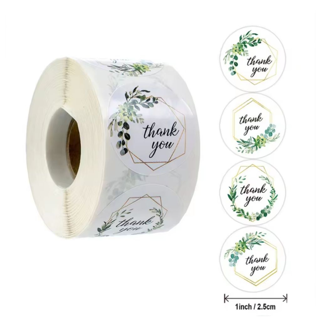 

AL - Sticker Thank You Roll Isi 500 Pcs Stiker Terima Kasih Warna Self Adhesive Seal Label Roll Sticker Thank You 2.5Cm Tempelan Ucapan Terimakasih Bulat 500pcs Segel Order Packing Motif Bunga Love Serbaguna