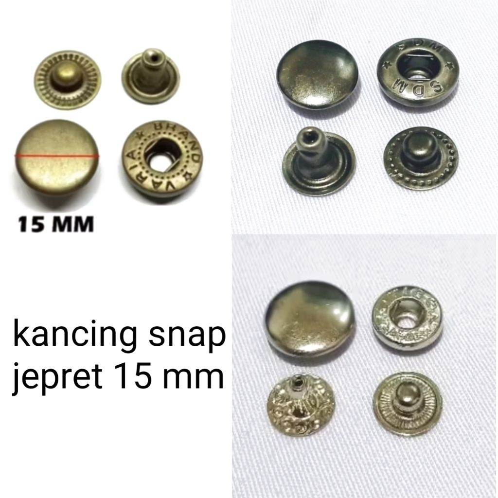 kancing snap jepret 15 mm / kancing cetet jaket / kancing jepret tas dan dompet / kancing cetet sepa