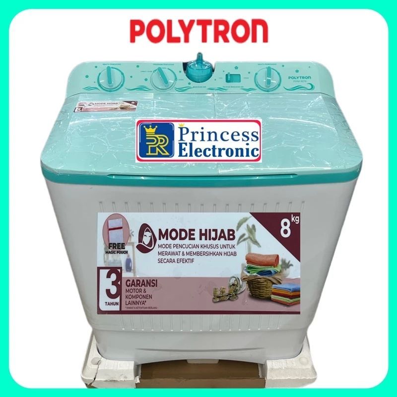 Mesin cuci Polytron 8 kg PWM 8076 Low watt model terbaru