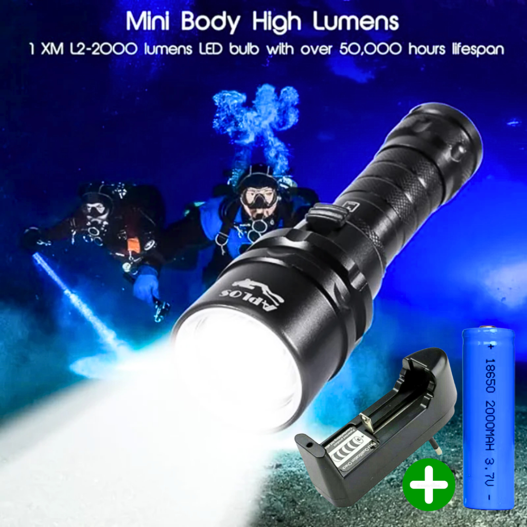 MALL YUPARD Senter Selam anti air tahan 20 jam LED Diving super terang + Charger dan Baterai 18650