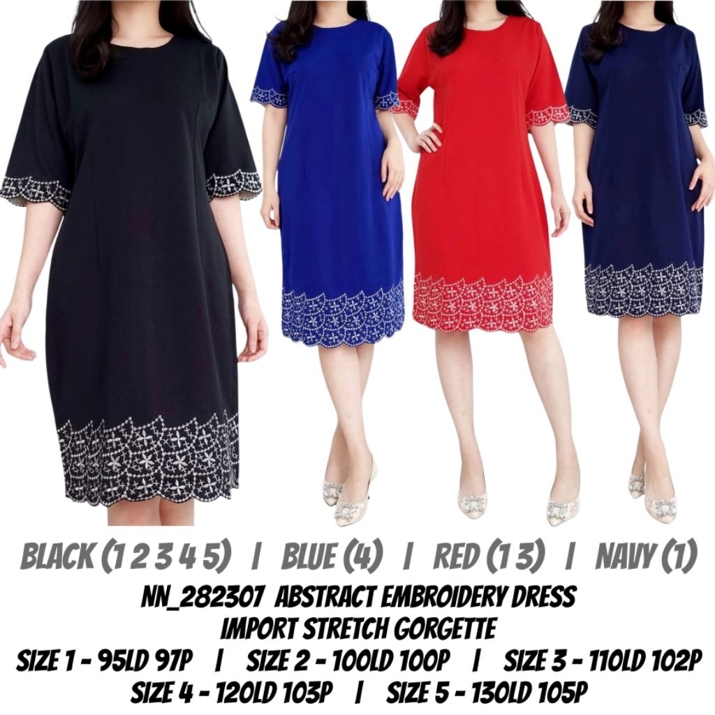 Dress midi wanita bordir natal & imlek BIG SIZE 282307
