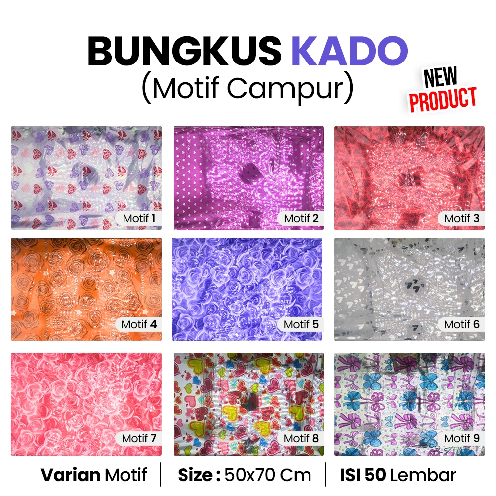 

[50 PCS] Ukuran S Lembaran Bingkisan Kado Laser / Kertras Kado Hologram / Bungkusan Kado