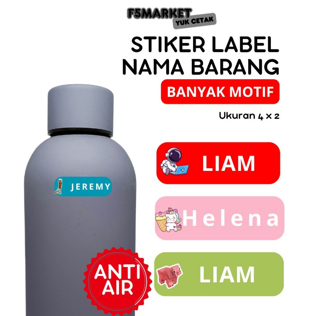 

Stiker Nama Waterproof | Stiker Tahan Air | Stiker Nama Custom I Stiker Nama Barang Label Barang Isi 80+++