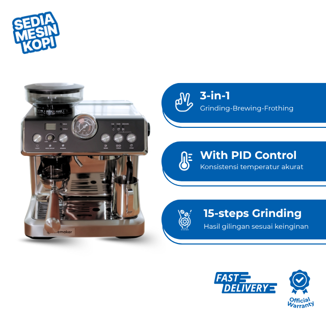 SM55 Home Espresso Machine with Built-in Grinder / Mesin Espresso Rumah dengan Grinder