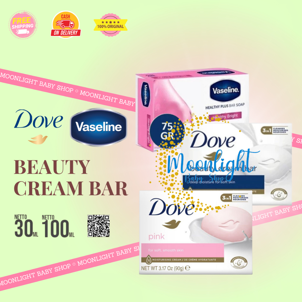 Dove Beauty Cream Bar Soap Moisturizing Cream 75gr | Vaseline Sabun Batang 75g