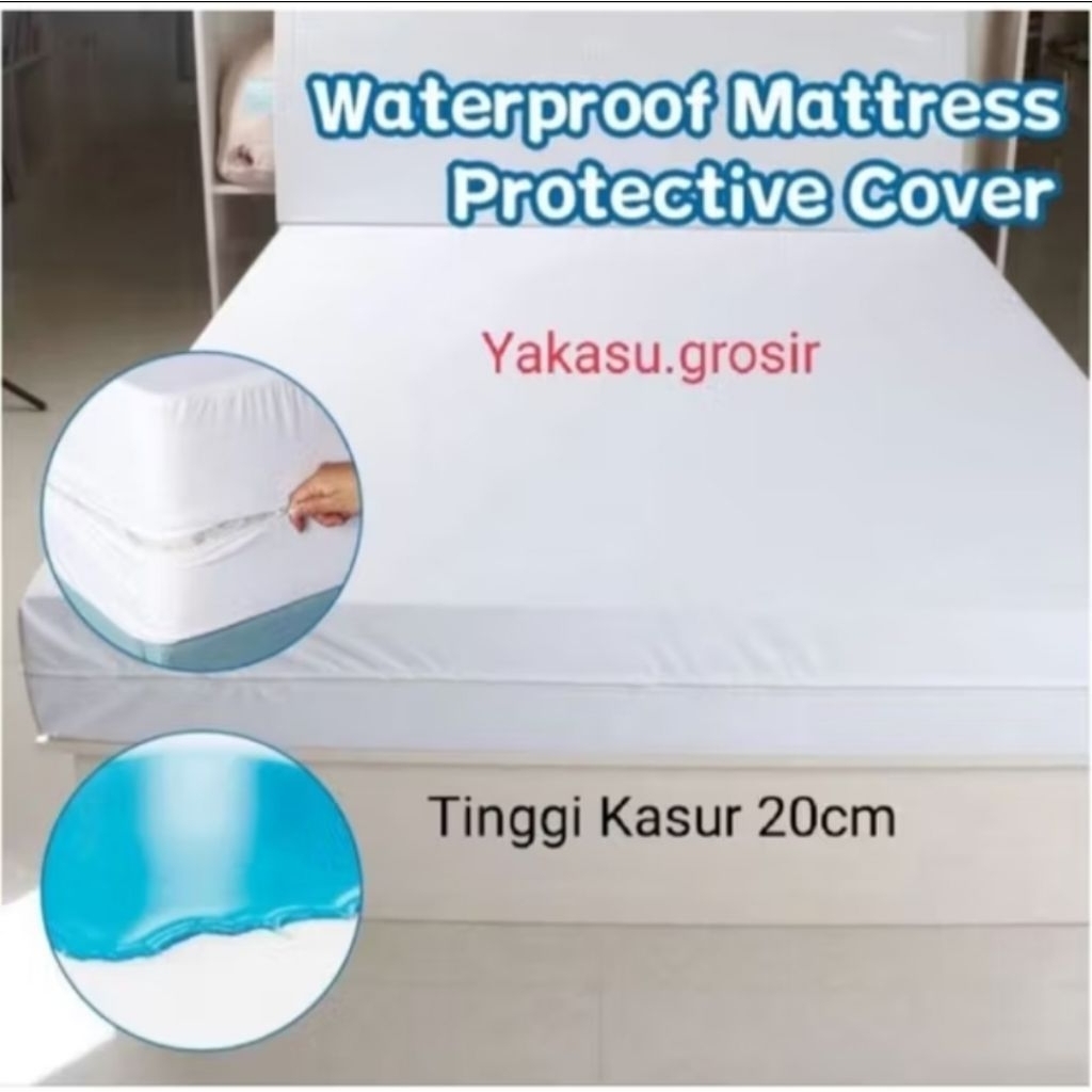SPREI UK 80X200 s/d UK 200x200 TINGGI 20cm WATERPROOF RESLETING/SARUNG KASUR ANTI AIR/ANTI OMPOL/COV