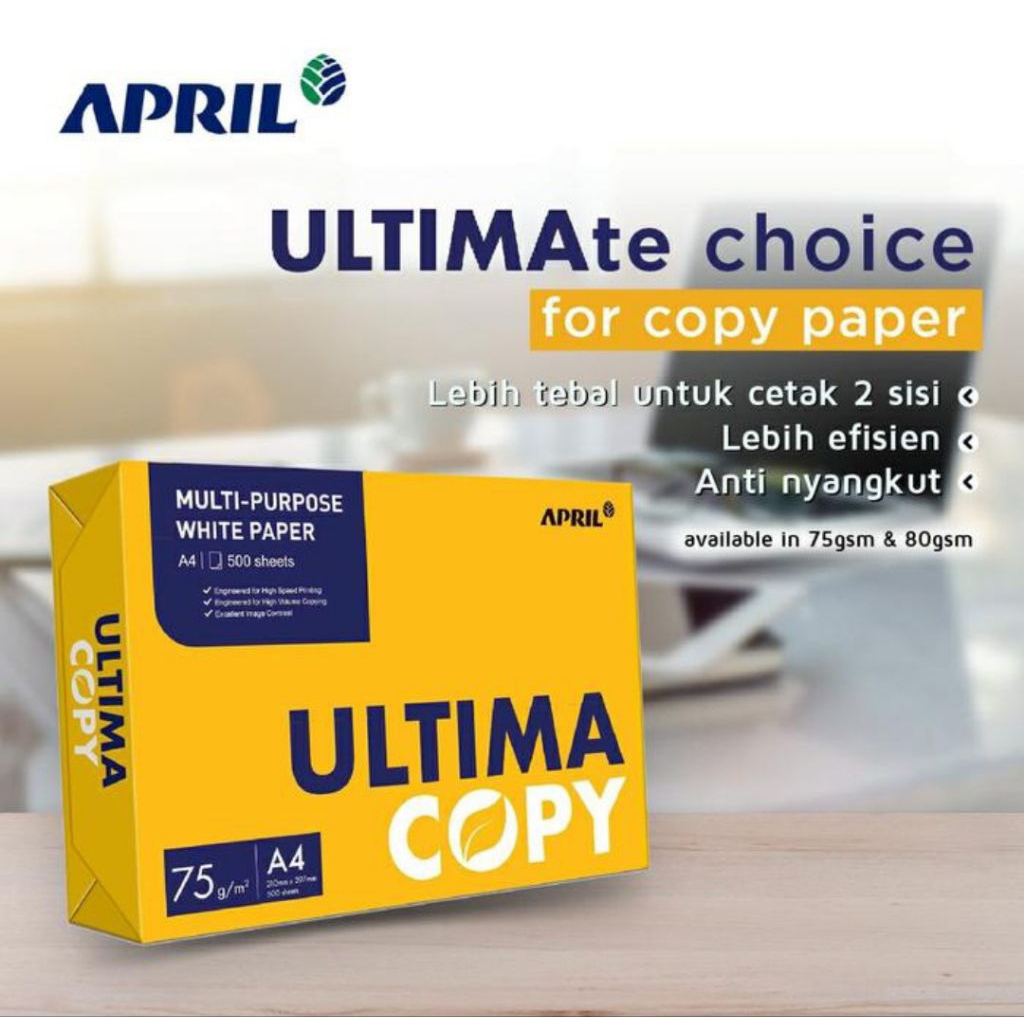 

Kertas HVS A4 75gsm April Ultima Harga Per Box isi 5Rim Khusus Instant/Gojek