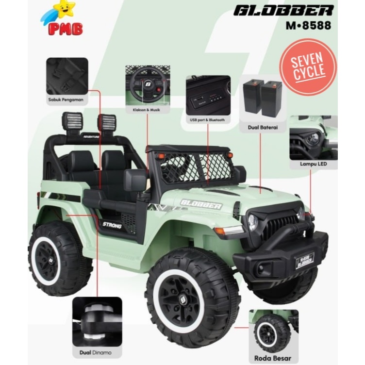 mainan anak Mobil aki PMB BLOBBER M8588 dual dinamo 12volt