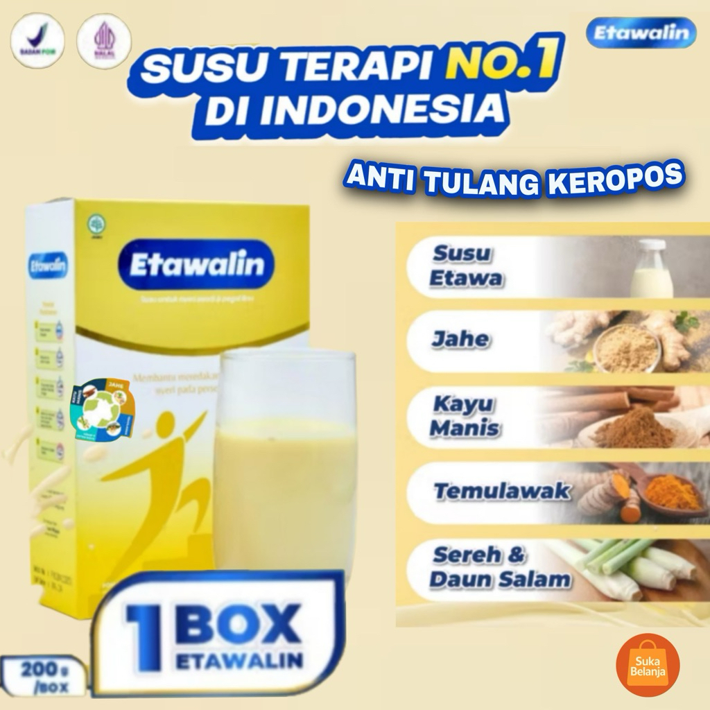 

Etawalin Susu Kambing Etawa Herbal 200 g – Susu Herbal Nyeri Sendi & Tulang, BPOM Halal