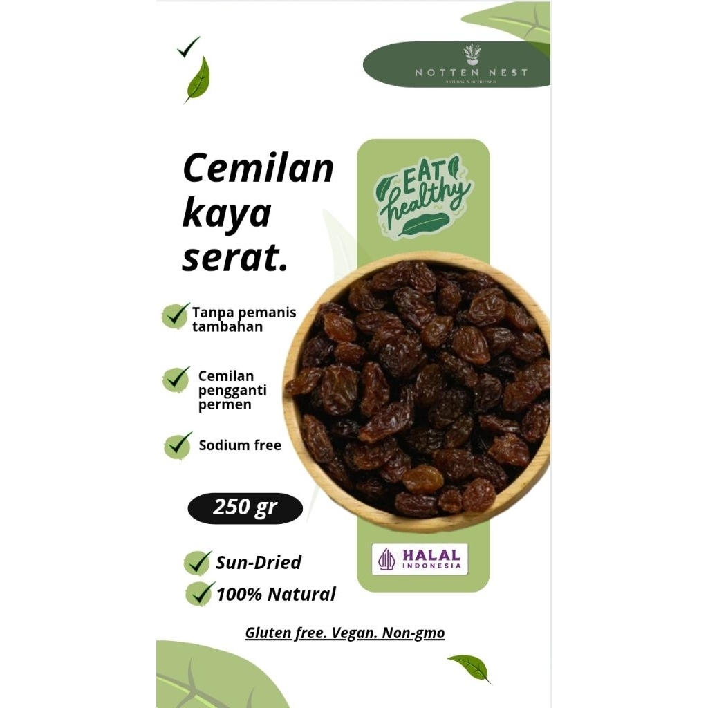 

Kismis Hitam 250gr/Black Raisin Premium | Cemilan Manis Alami | Raisin Kering untuk campuran kue