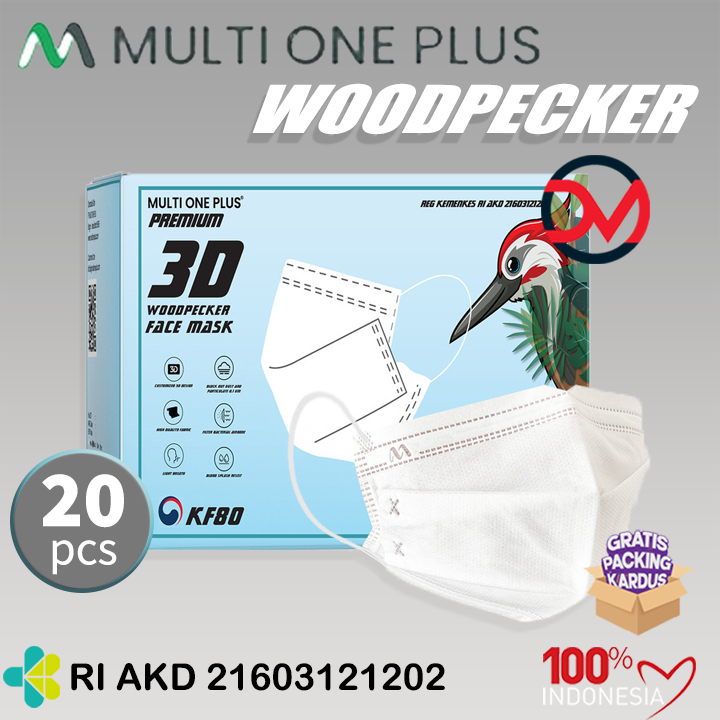 Masker Multi One Plus Woodpecker KF80 3ply isi 20