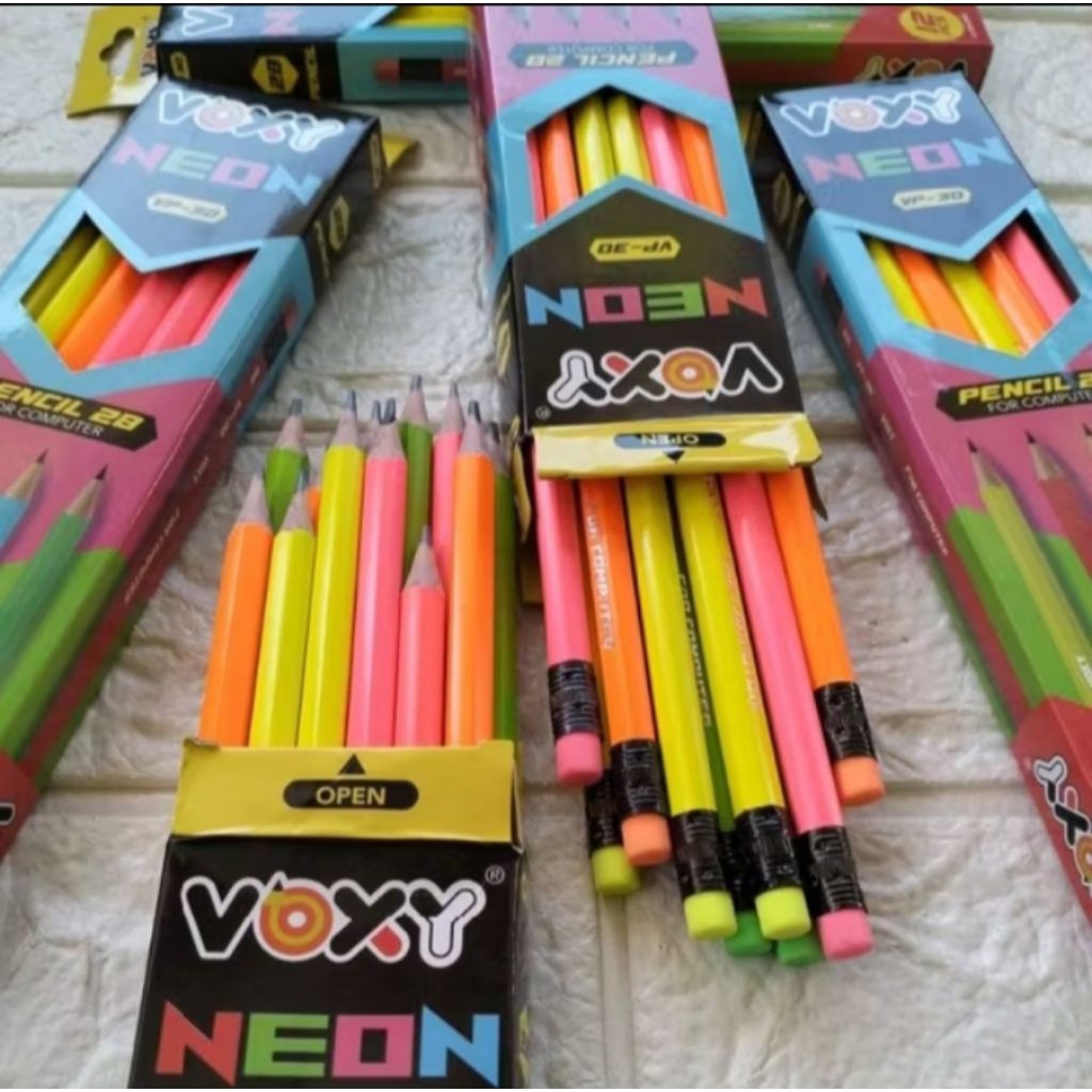 

Pensil 2B neon VP-30/Sudah runcing +Penghapus(12pcs)